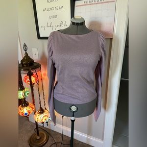 Hudson Gray - Purple Sparkle Long Sleeve Puff Shoulder Blouse